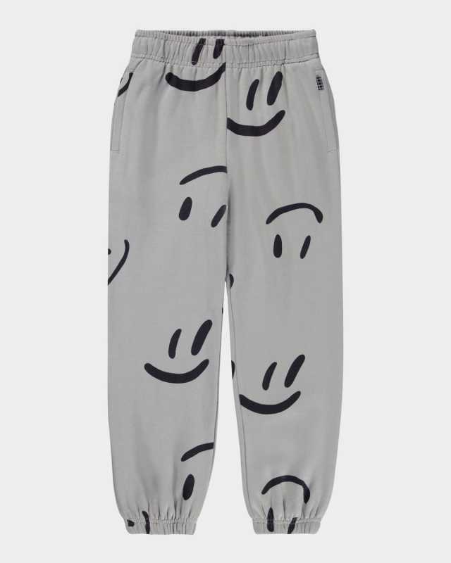 Boy's Adan Smiley-Print Sweatpants, Size 4-6